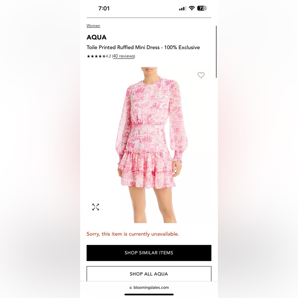 Aqua Toile Printed Mini Dress Size: S